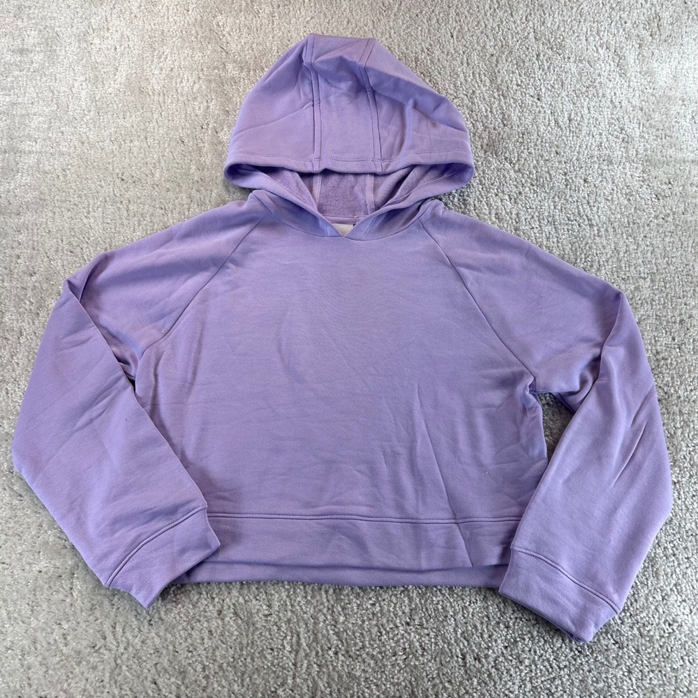 All In Motion Kids Girls Purple Cropped Fleece Hoodie Sweatshirt Size L 10/12